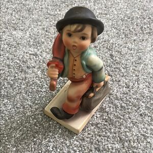 Hummel Ceramic Figurine with Black Hat and Red Umbrella